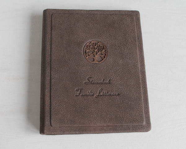 Stammbuch "ROSEGOLDENE LEBENSBAUM" aus braunem Büffelleder DIN A5